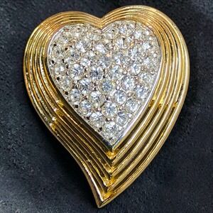 Vintage D'Orlan Signed Crystal Pavé Heart Brooch